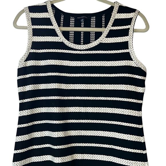 Max Edition Ladies Black & Ivory Striped Knit Dress, Sleeveless, Size Medium - Picture 1 of 4